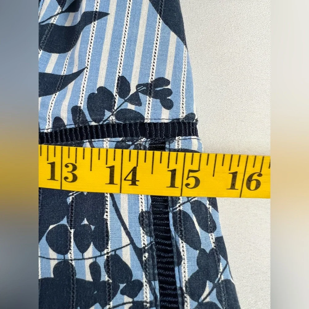 Banana Republic Cotton Sheath Blue & White Stripe with Leaves Pattern Sundress - Picture 11 of 16